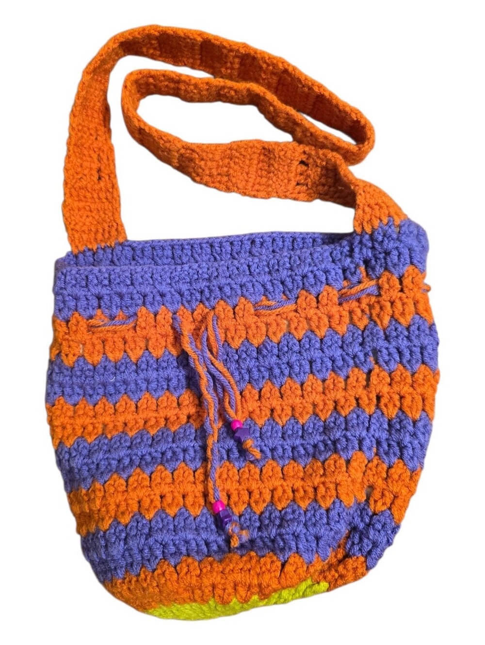 Handmade Look Earthy Y2K Vintage Inspired Orange Purple BOHO Style Knit Purse